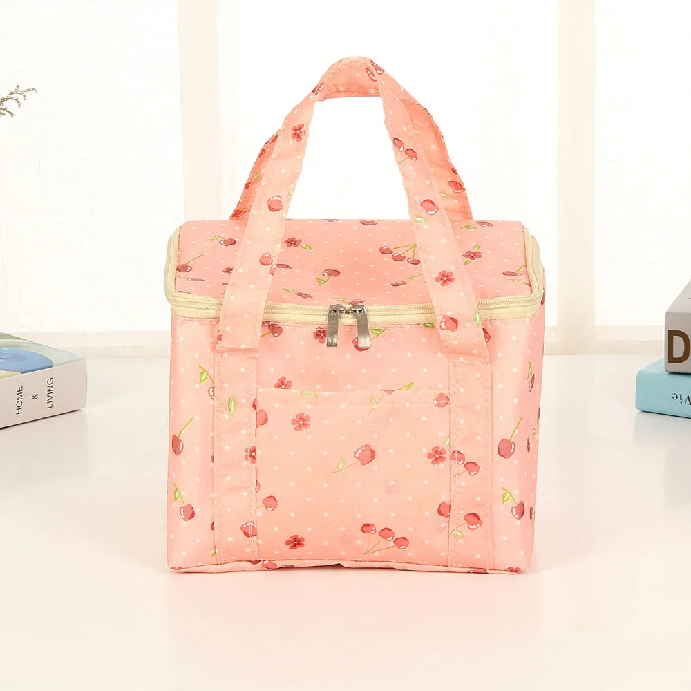 Large Insulated Lunch Bag – Polka Dot Oxford Bento Tote
