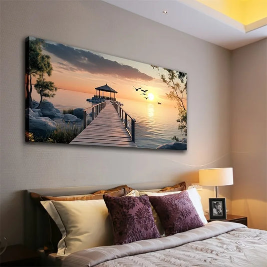 Abstract Sea & Birds Canvas Wall Art | Modern Minimalist Decor Canvas Wall Art Peaceful Pleasures Health and Wellness