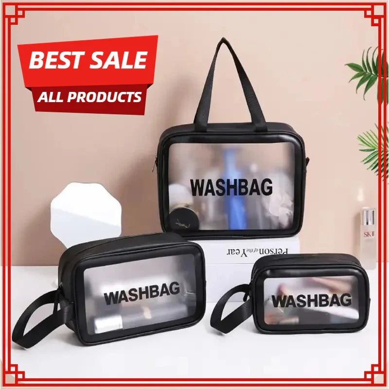 Large Clear PVC Travel Cosmetic Bag – Waterproof & Dustproof