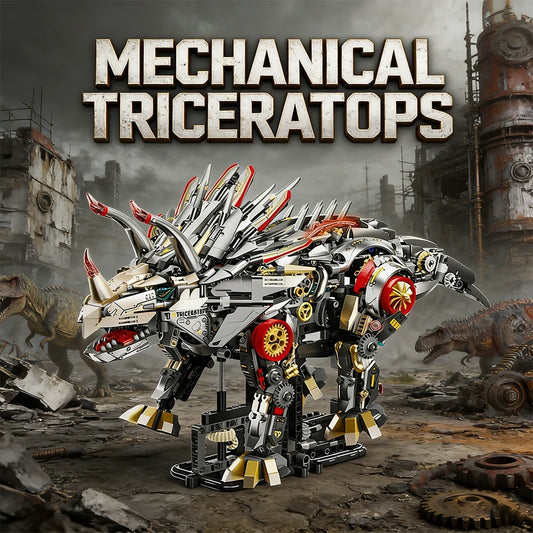 Motorized Mechanical Triceratops Model Building Blocks LED Jurassic Peaceful Pleasures Health and Wellness