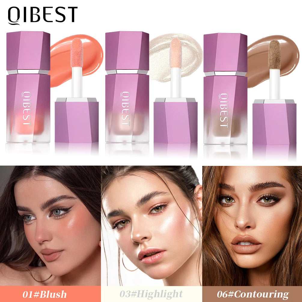 QIBEST Liquid Blusher Natural Cream Cheek Eye Tint Blush Multi-use Makeup Stick Liquid Contouring Highlighter Brighten Cosmetics Peaceful Pleasures Health and Wellness