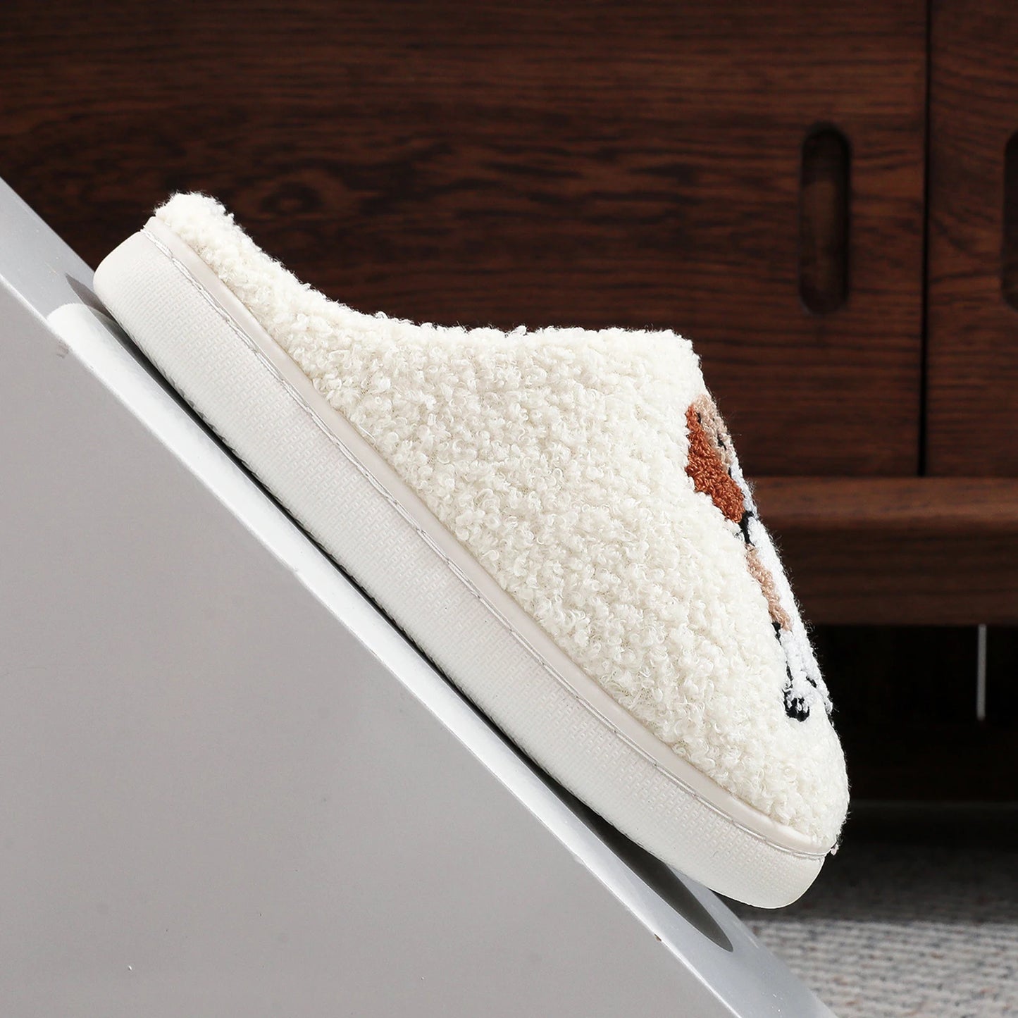Beagle Fluffy Plush Winter House Slippers for Women & Men