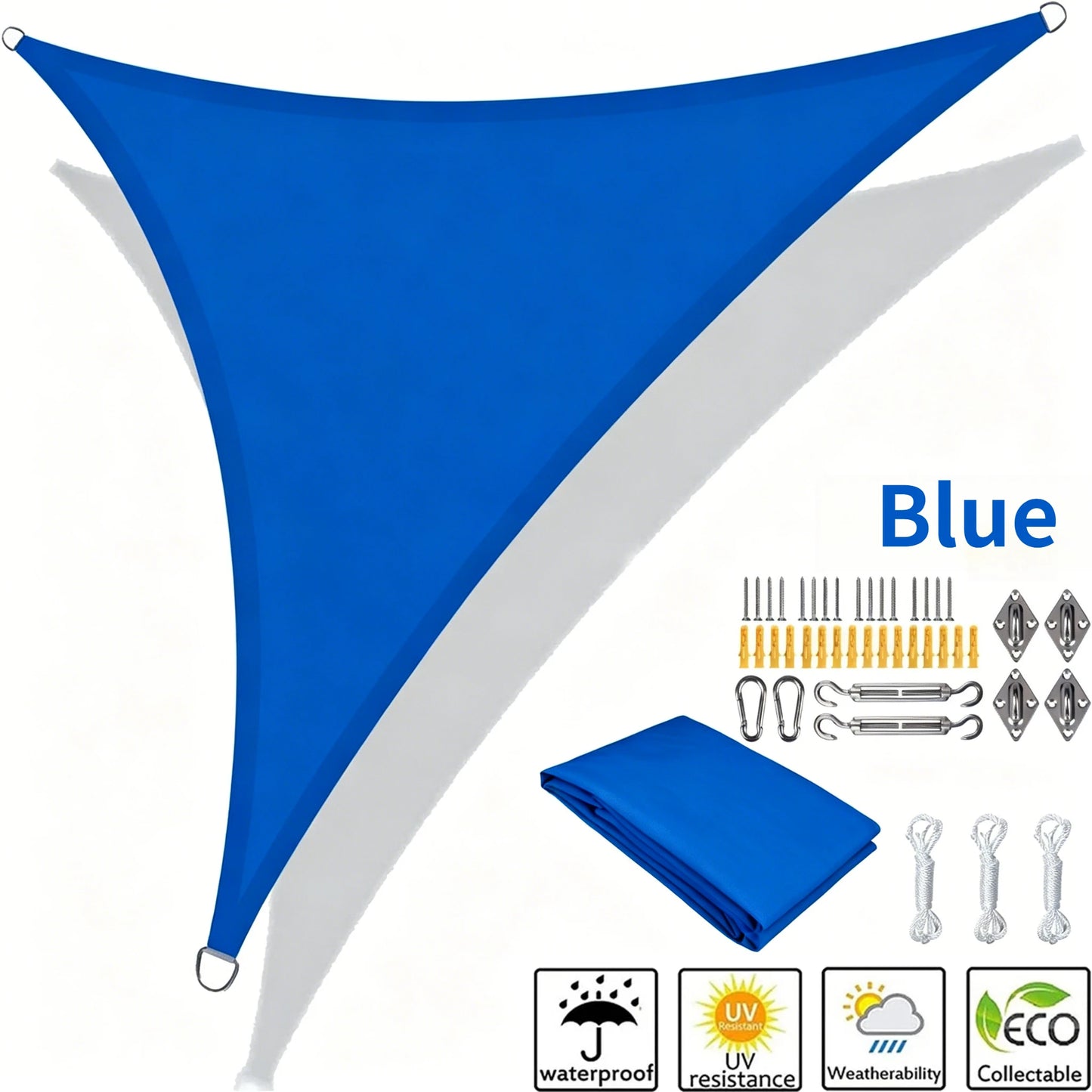 Waterproof Triangle Shade Sail UV Canopy 5x5x5 / 5x5x7M