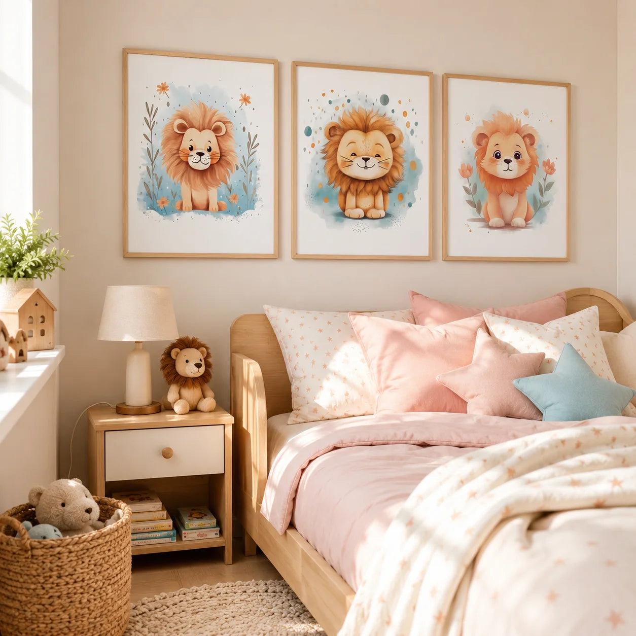 Nordic Lion Canvas Wall Art for Nursery & Kids Room | TAAWAA Canvas Wall Art Peaceful Pleasures Health and Wellness