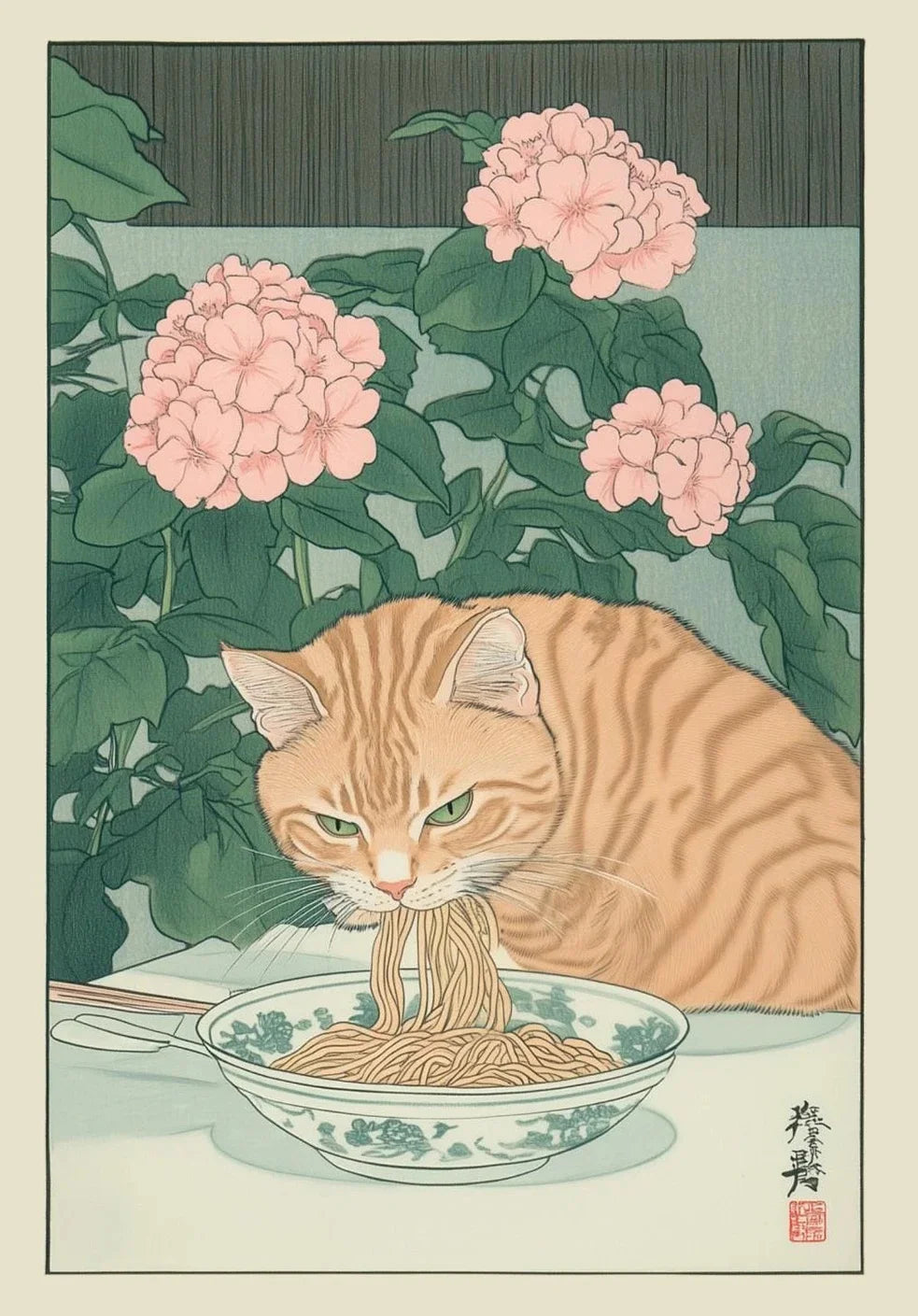 Japanese Tabby Cat in Bathtub Poster Prints Canvas Painting Retro Aesthetic Wall Art Picture Japandi Bathroom Toilet Home Decor Peaceful Pleasures Health and Wellness ZLH5535 100x150cm No Frame