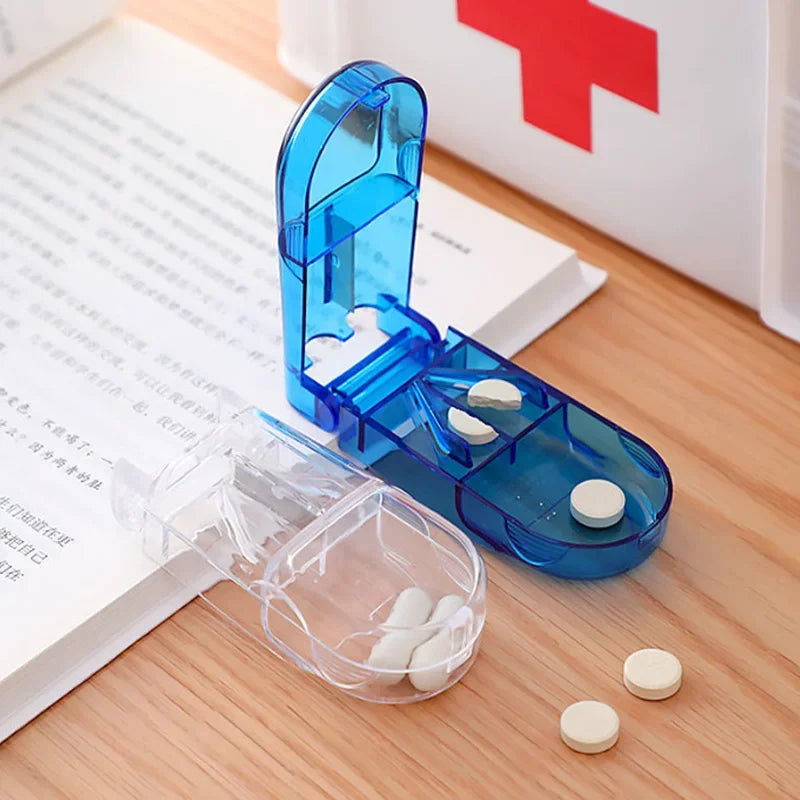 Pill Cutter Box Portable Drug Box Tablet Cutter Splitter Medicine Pill Holder Pill Cutter Box Peaceful Pleasures Health and Wellness