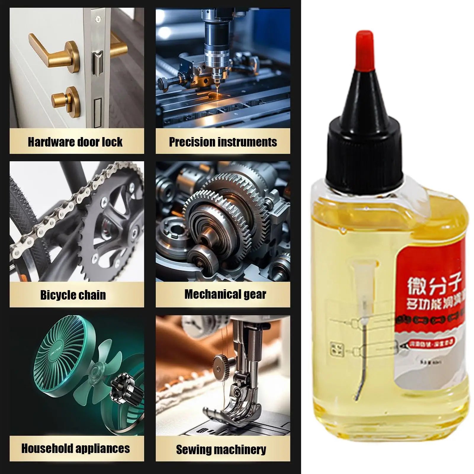 Micromolecular Mechanical Lubricant 60ml Penetrating Anti-Rust Lubricating Oil for Bicycle Chains, Door Locks & Automotive Parts Peaceful Pleasures Health and Wellness