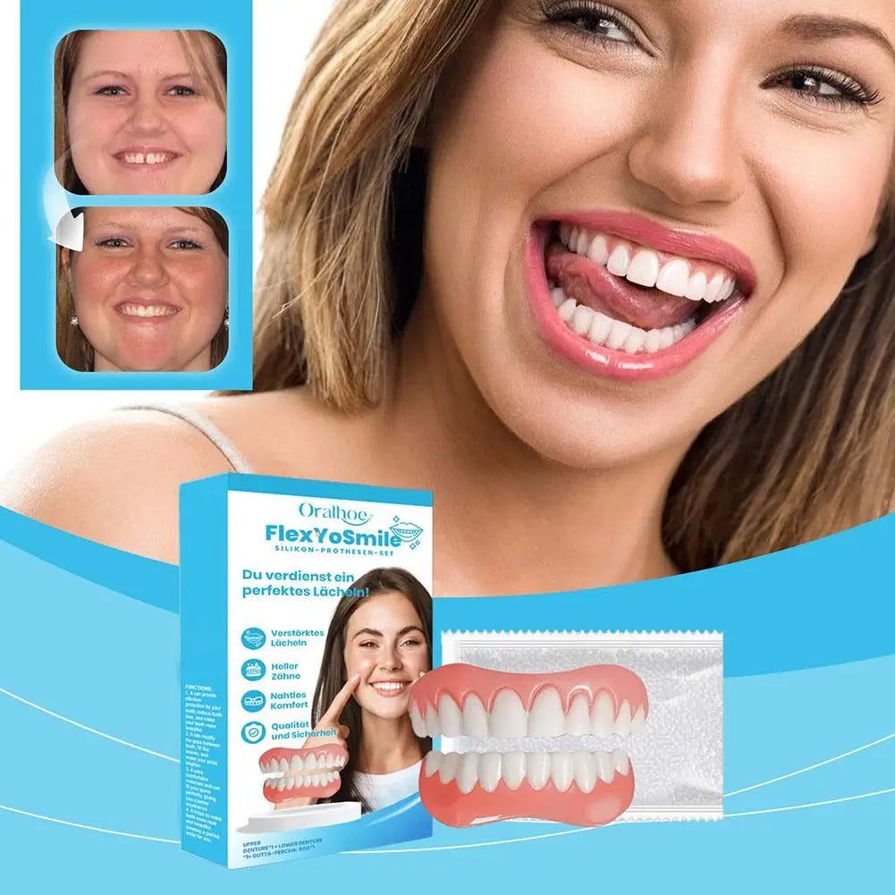 Soft Silicone Denture Kit – Upper & Lower False Teeth Set Silicone Denture Kit Peaceful Pleasures Health and Wellness