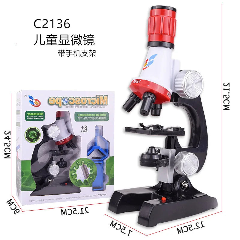 Children Microscope Biology Lab Led School Science Experiment Kit Education Scientific Toys Gifts for Kids Scientist Peaceful Pleasures Health and Wellness C2136