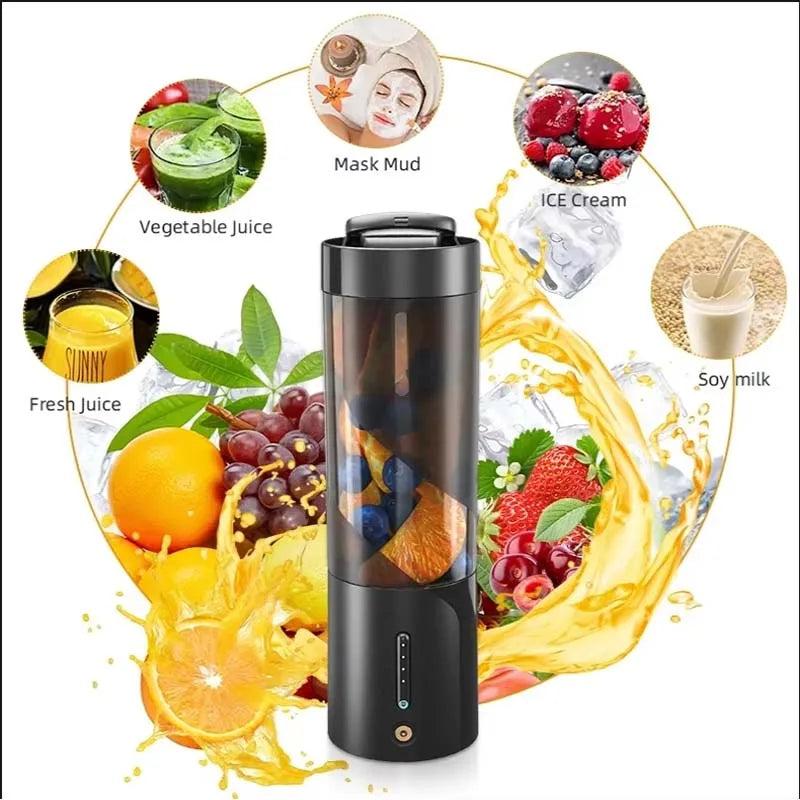 Personal Electric Mini Ice Bottle Blender Home USB 6 Blade Wireless Juicer Cup Machine Portable Fruit Juice Blenders for Kitchen Peaceful Pleasures Health and Wellness