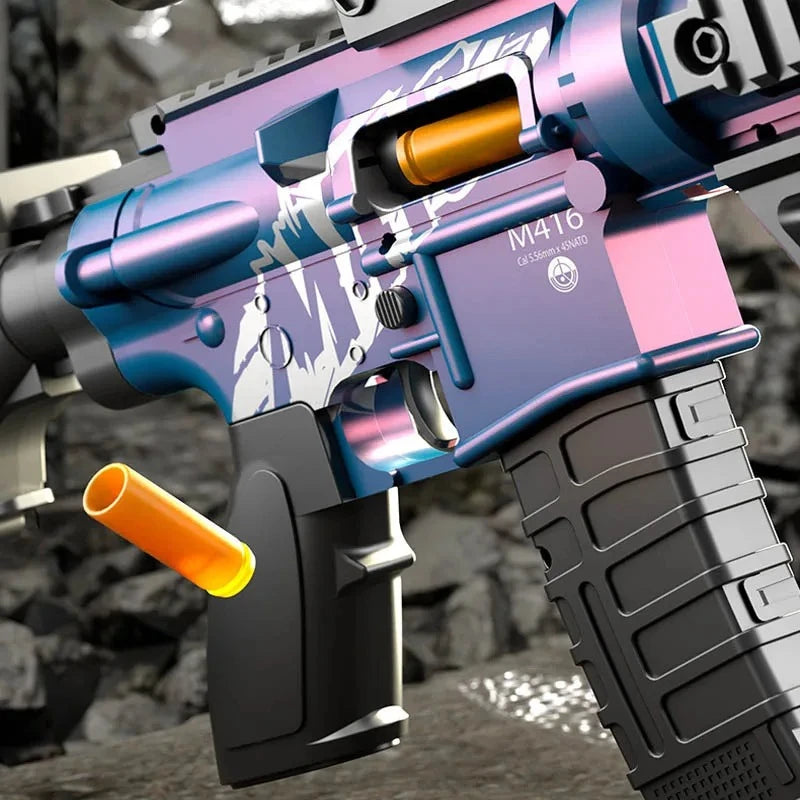 Children's M416 Manual Loading Toy Submachine Gun Assault Rifle Model Fires Soft Bullets Action for Boys Peaceful Pleasures Health and Wellness
