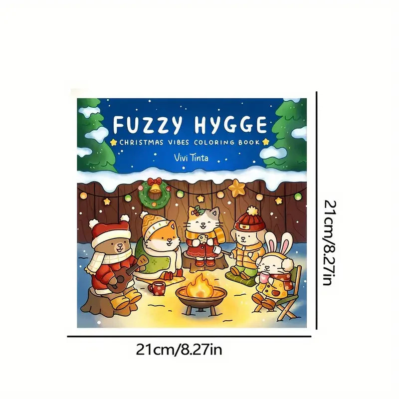 Fuzzy Hygge Christmas Coloring Book Adults Teens 48-Page Festive