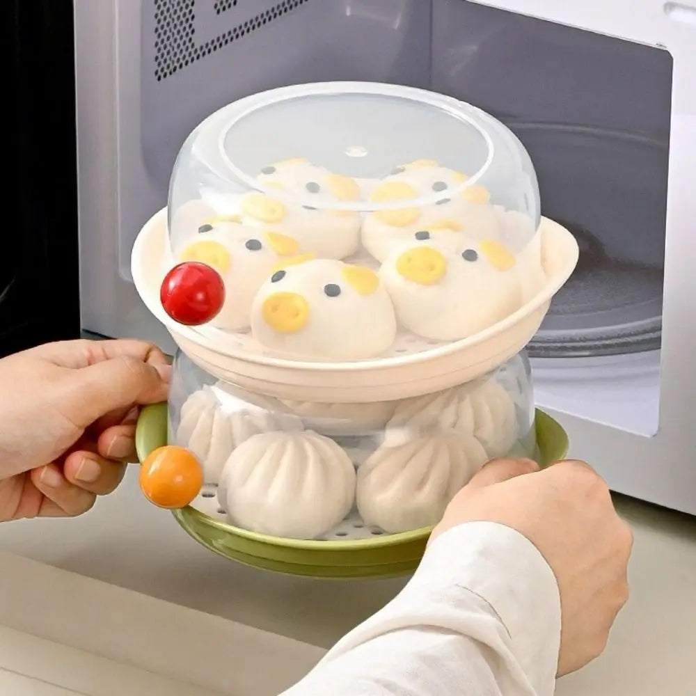 Food Grade PP Microwave Steamer with Lid & Tray | Large Capacity