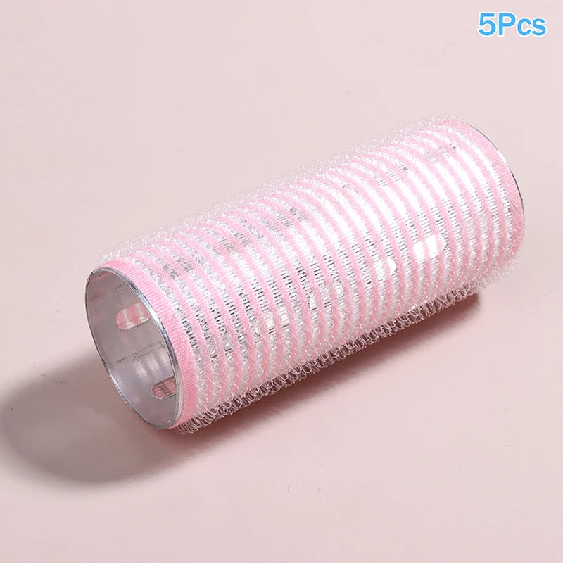 1/5Pcs Bangs Roller Set Hook & Loop Aluminium Silver Core Self Grip Styling Hair Rollers Hot Thermal Volume Curler 30X80mm Peaceful Pleasures Health and Wellness 5Pcs Pink