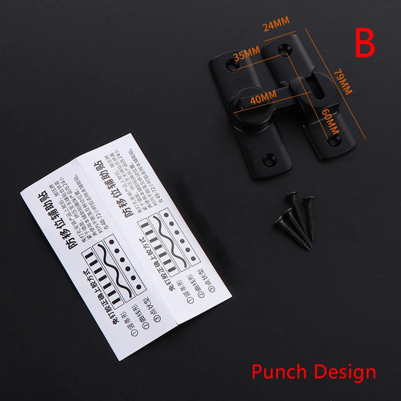 New Punch-free Hasp Latch Door Lock Black Cabinet Locks Kids Safety Lock Sliding Door Anti-pried Hook Lock Hardware Peaceful Pleasures Health and Wellness B Black