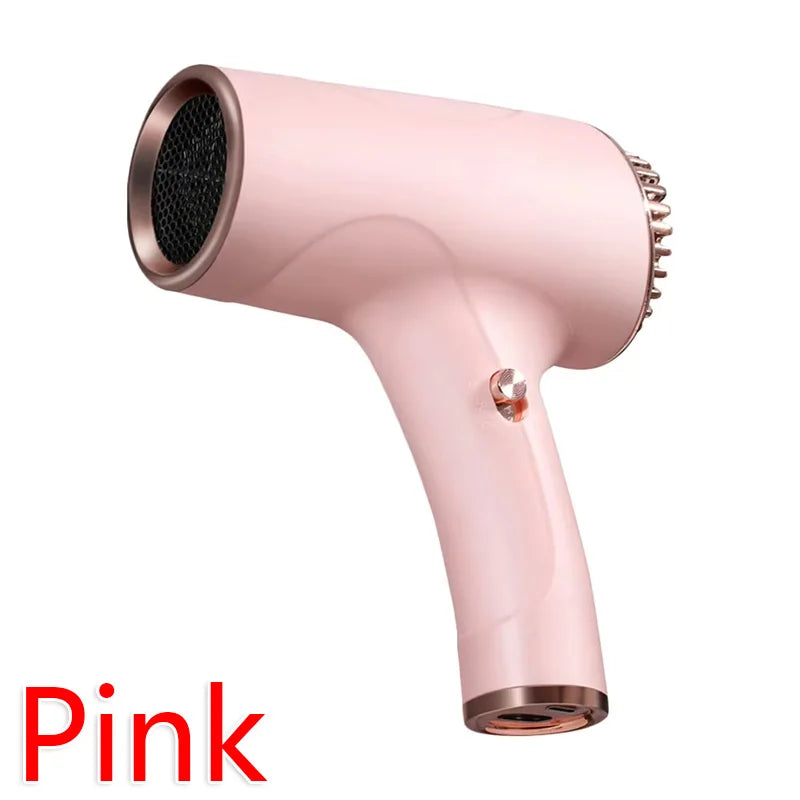 Cordless Ionic Hair Dryer USB Rechargeable 2600mAh Travel Blow Dryer