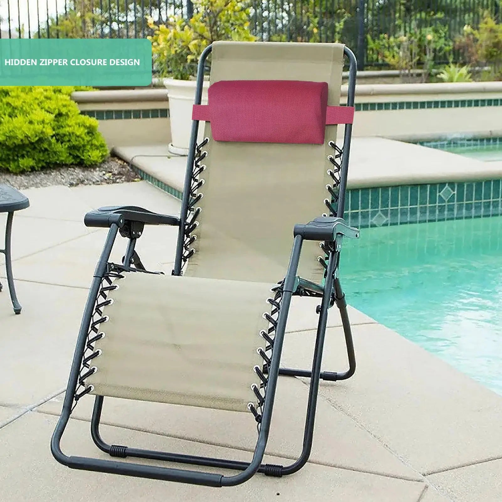 Pool Lounge Chair Pillow with Strap – Head & Neck Cushion Lounge Chair Pillow Peaceful Pleasures Health and Wellness