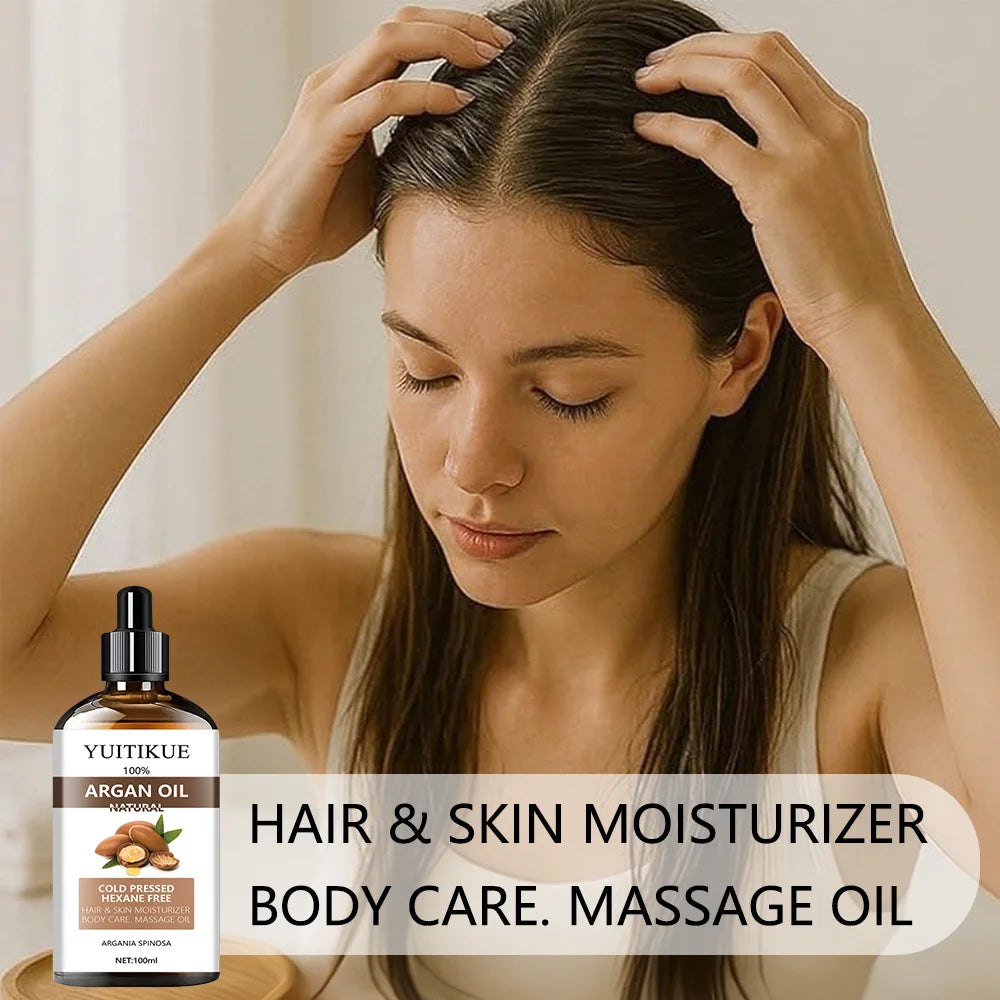 100% Moroccan Argan Oil Serum - Suitable for Hair, Skin, and Body, Enhances Shine and Softness, Multipurpose Moisturizer Peaceful Pleasures Health and Wellness