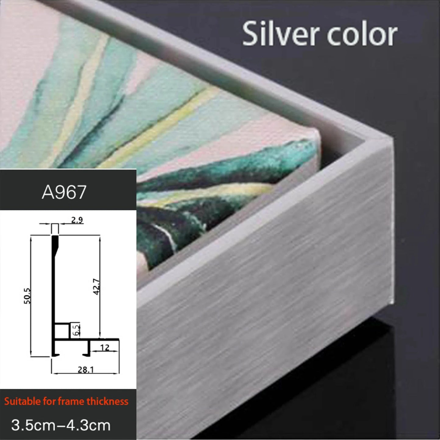 Customized Aluminum Alloy Frame for Paintings, Canvas Picture Frame, DIY, Modern, Grand Format, All Kinds of Size Peaceful Pleasures Health and Wellness A967 silvery customized 4 China Mainland