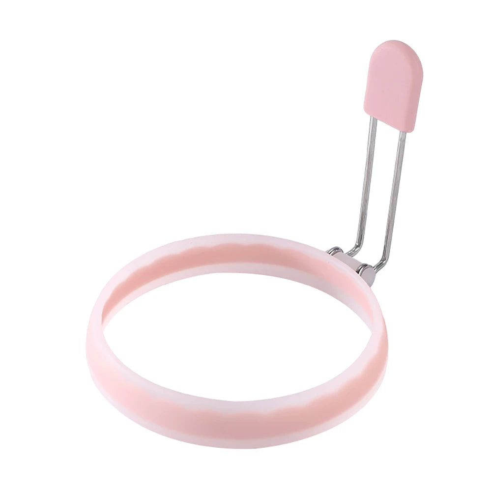 New Silicone Nylon Egg Ring Round Omelette Burger Patty Mold Translucent Frying Baking Practical Tool Sense of Ritual Egg Ring Peaceful Pleasures Health and Wellness Pink