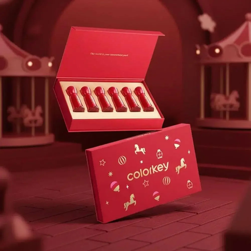 COLORKEY [Year of the Horse Limited Edition] Water Mist Lip Glaze Set Unique Gift Box Matte Velvet Lipstick Eyeshadow Makeup Peaceful Pleasures Health and Wellness