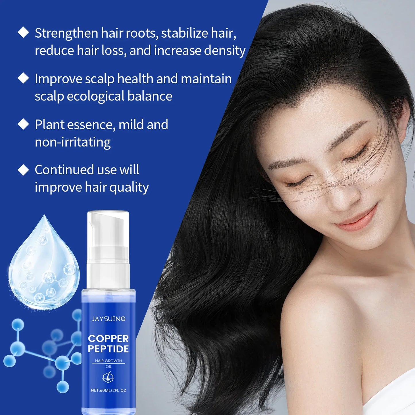 Copper Peptide Hair Growth Set – Shampoo, Serum, Spray & Oil