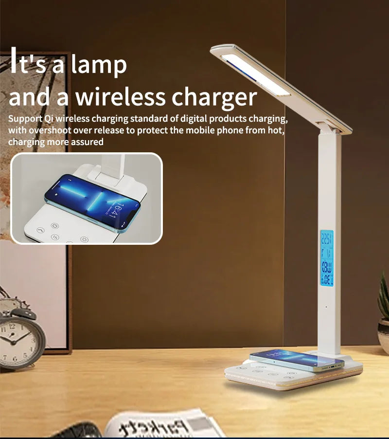 Student-specific eye-protecting desk lamp, multi-functional LED lamp, desktop lamp, smart wireless charging reading desk lamp Peaceful Pleasures Health and Wellness
