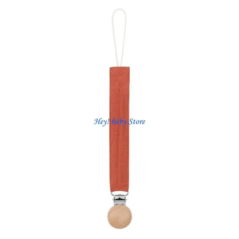 Baby Pacifier Clip Chain Holder | Cotton, Metal & Beech Wood