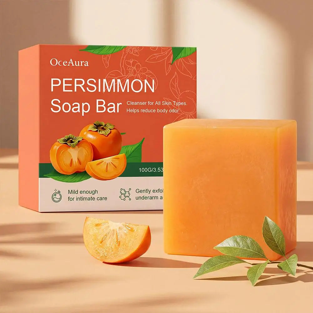 Persimmon Soap Bar for Body Odor Removal, Handmade Persimmon Green Tea Soap for Face and Body Wash Gentle Deodorant Bar Peaceful Pleasures Health and Wellness