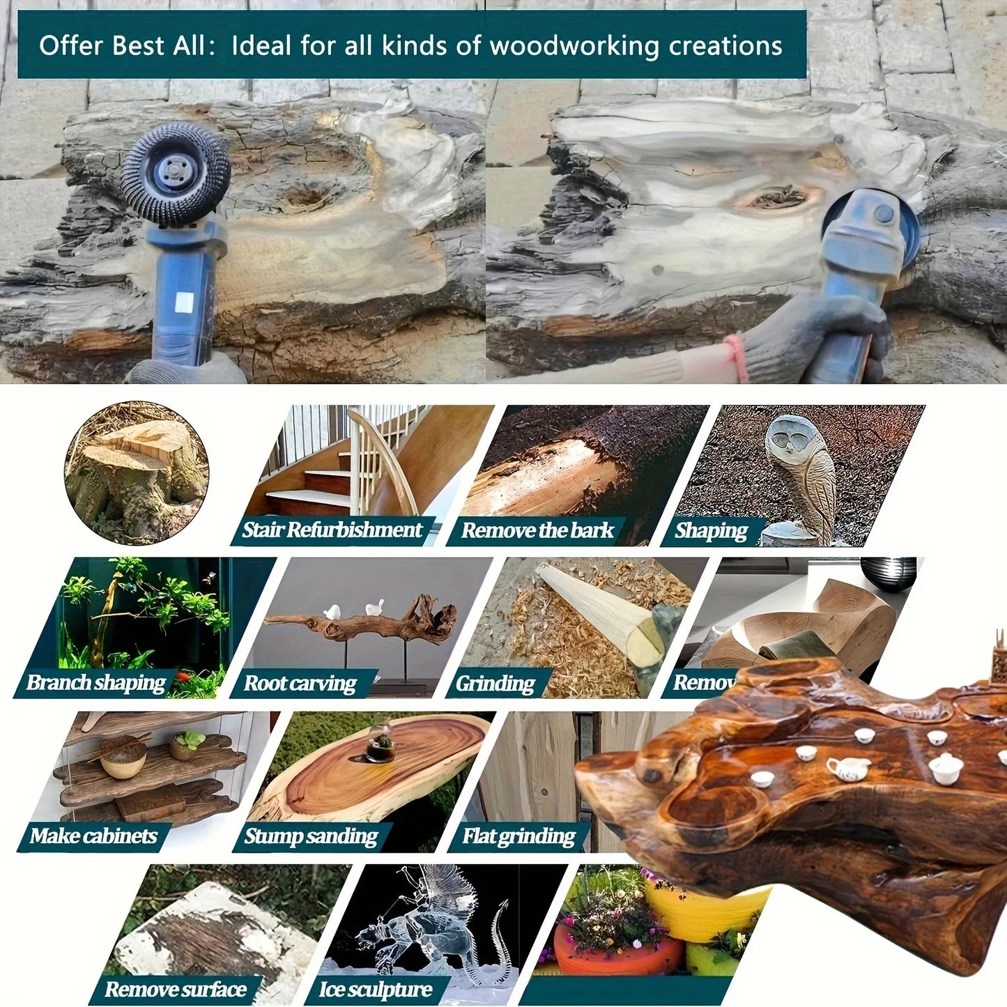 Wood Carving Disc Grinder Wheel Shaping Grinding Angle Grinders
