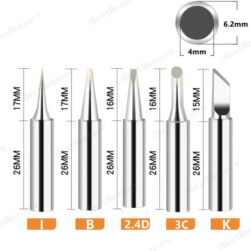 5pcs 900M-T Pure Copper Soldering Iron Tip Lead-free Solder Tips Welding Head BGA Soldering Tools Branding Iron Peaceful Pleasures Health and Wellness Set C -5PCS