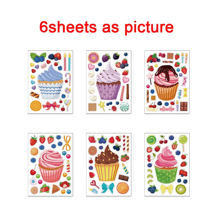 Creative Cupcake Make Face Stickers Sheets Kids Children Toddlers