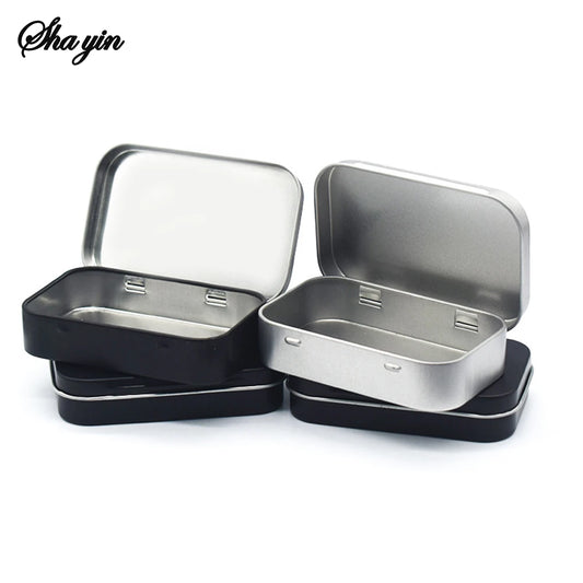 Metal Rectangular Empty Mini Tin Box Tinplate Push Candy Pill Cases Bins Jar Hinged Containers Small Organizer Storage Box Peaceful Pleasures Health and Wellness