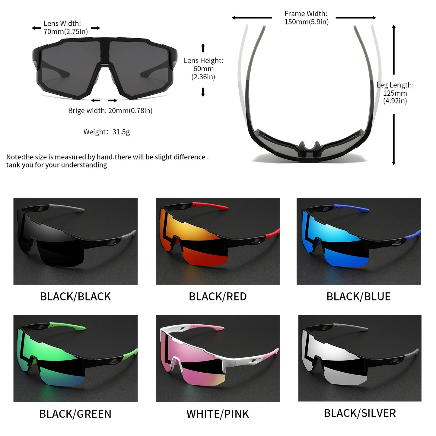 Unisex Oversized Sports Sunglasses UV400 Wraparound Colorful Comfort Fit for Cycling Hiking Outdoor Activities Peaceful Pleasures Health and Wellness