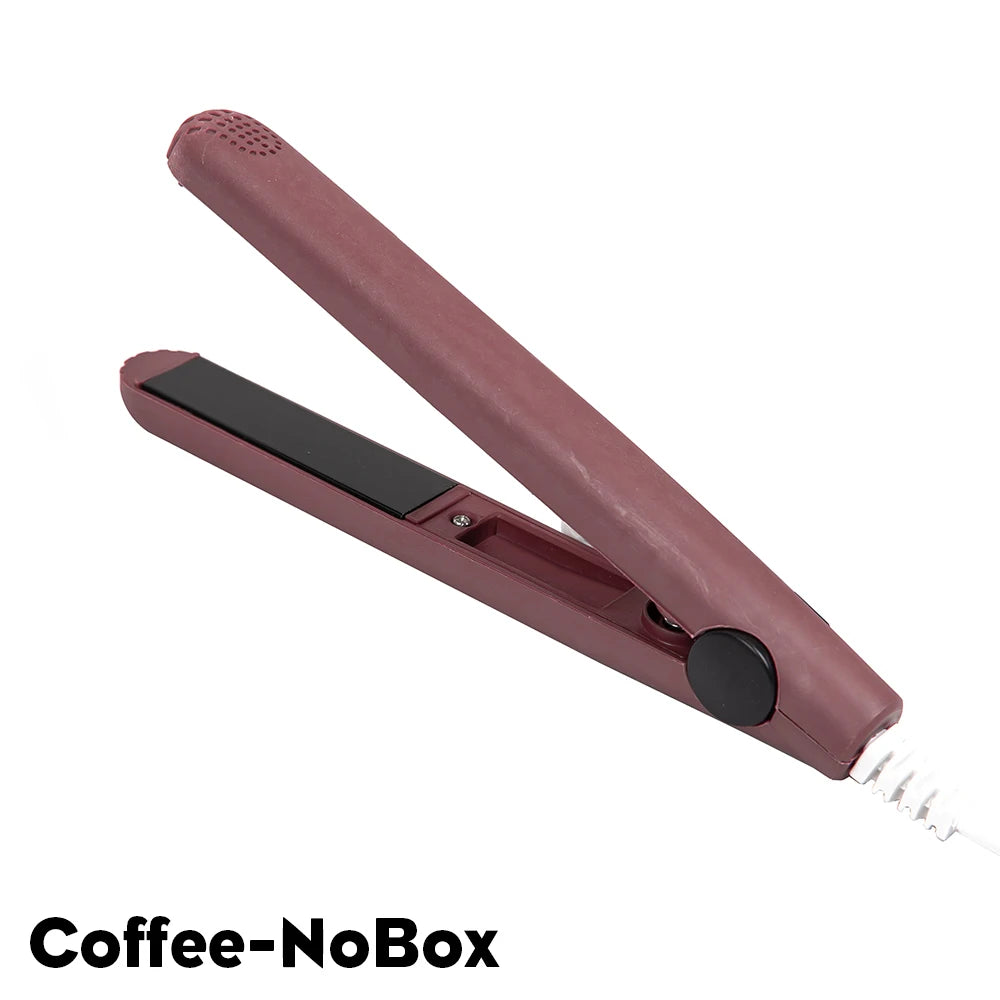 2 In 1 Protabel Flat Iron Hair Straightener And Curling Iron 6.7"Mini Ceramic Straight Hair Flat Irons Curl Flat Iron For Girls Peaceful Pleasures Health and Wellness Coffee-NoBox EU