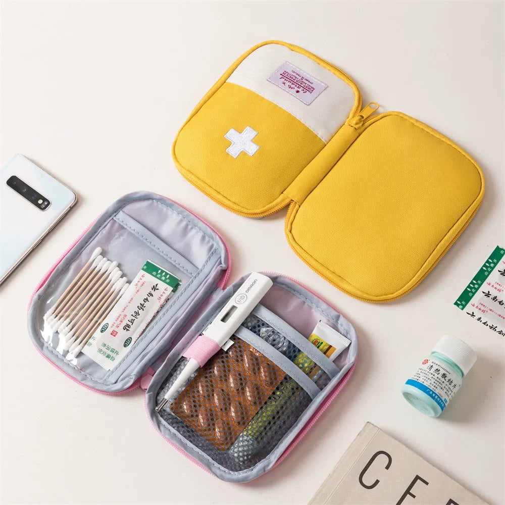 Portable Medical Kit Drug Storage Bag for Travel Small Medicine Bag for Outings Emergency Kit in Macaron Color Peaceful Pleasures Health and Wellness