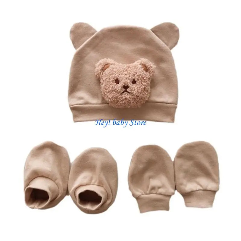 Newborn Hat, Anti-Scratch Mittens & Foot Covers Set 0–6M
