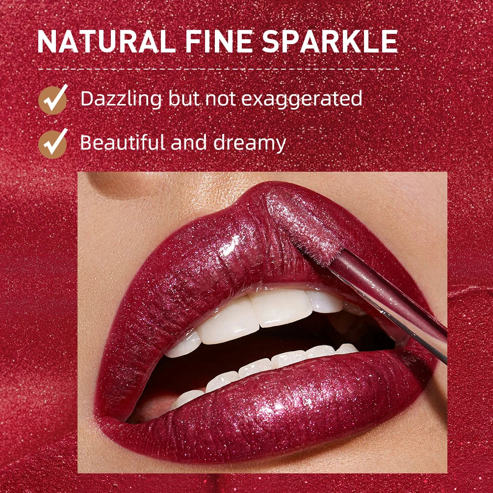 QIBEST Waterproof Diamond Shimmer Glitter Lipgloss Matte Liquid Lipstick Shiny Pearl Lip Glaze Long Lasting LipTint Women Makeup Peaceful Pleasures Health and Wellness