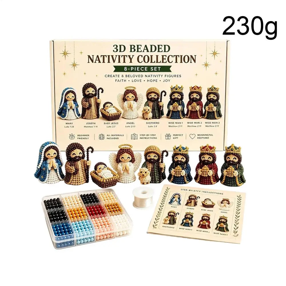 3D Nativity Bead Craft Kit – Christmas Beaded Figurines Set