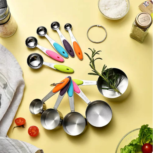 5/10Pcs Stainless Steel Measuring Cups And Spoons Set Kitchen Accessories For Baking Cake Cooking Making Measuring Kitchen Tools Peaceful Pleasures Health and Wellness