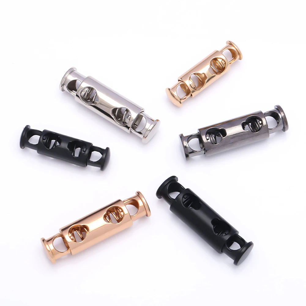Metal Double Hole Head Spring Buckle Cord Lock Elastic Adjustment