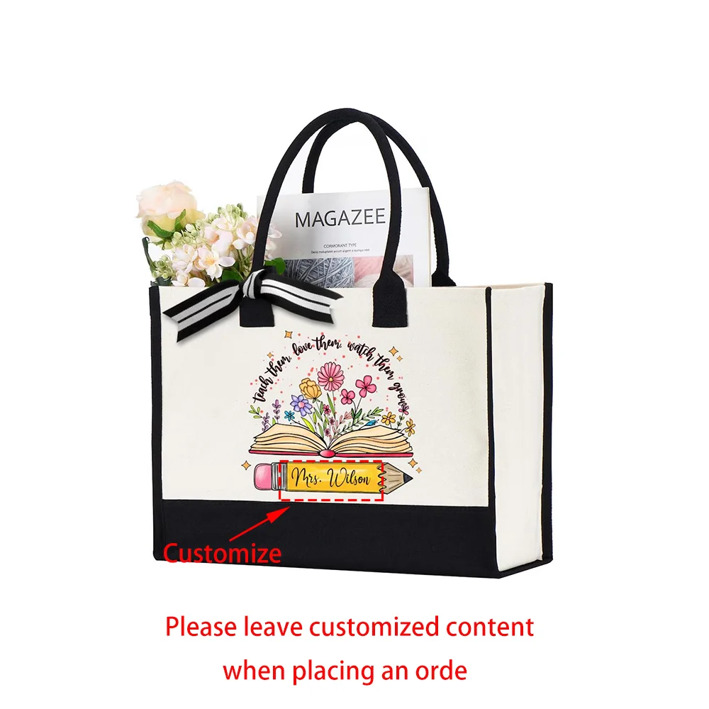 Personalized Teacher Name Tote Bag | Custom Teacher Gift Personalized Tote Bag Peaceful Pleasures Health and Wellness Tote Bag 43 x30x20cm