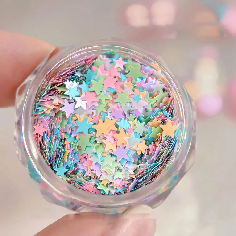 Nail Glitter Sequins – Heart & Star Shapes, Colorful Flakes