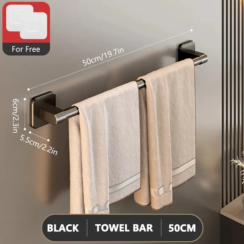 No-Drill Suction Cup Towel Bar | Wall Mount Aluminum Rack