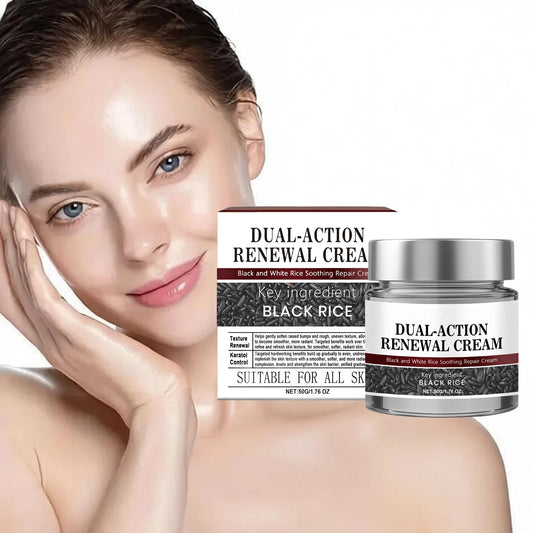 Dual-Action Renewal Cream Soothing Repair Exfoliating Hydrating Brightening Improvement Roug Skin Black Rice Body Moisturizer Peaceful Pleasures Health and Wellness