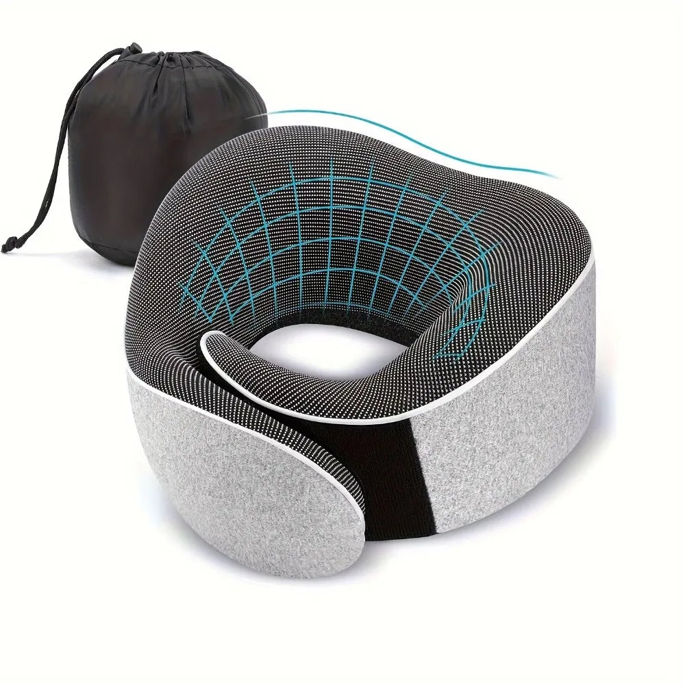 Memory Foam U-Shape Travel Neck Pillow – Snail Style Adjustable