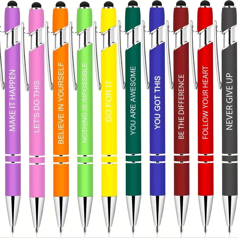 Inspirational Pens with Stylus Tips – 10/20-Piece Motivational Set