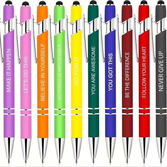 Inspirational Pens with Stylus Tips – 10/20-Piece Motivational Set Ballpoint Pen Set Peaceful Pleasures Health and Wellness 10pcs