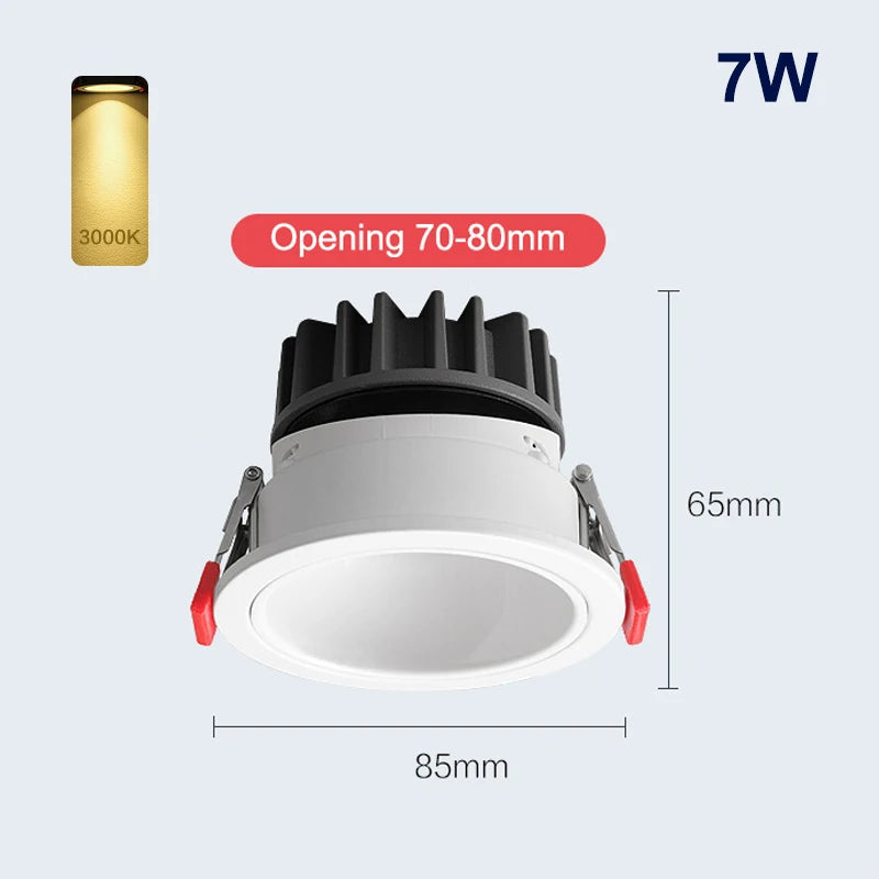 Recessed COB LED Downlight 7W 10W 12W | Aluminum Ceiling Spot