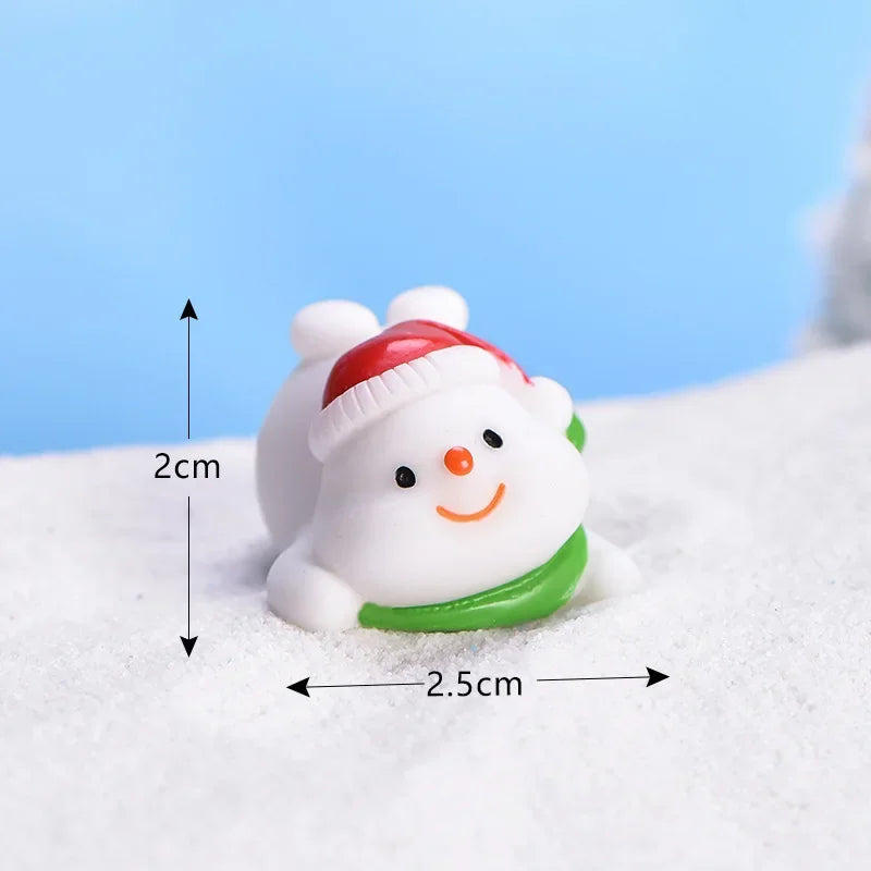Mini DIY Resin Christmas Santa Snowman Figurine Micro Landscape Model Miniature Garden Figurine New Year Home Ornament Decor Peaceful Pleasures Health and Wellness 6